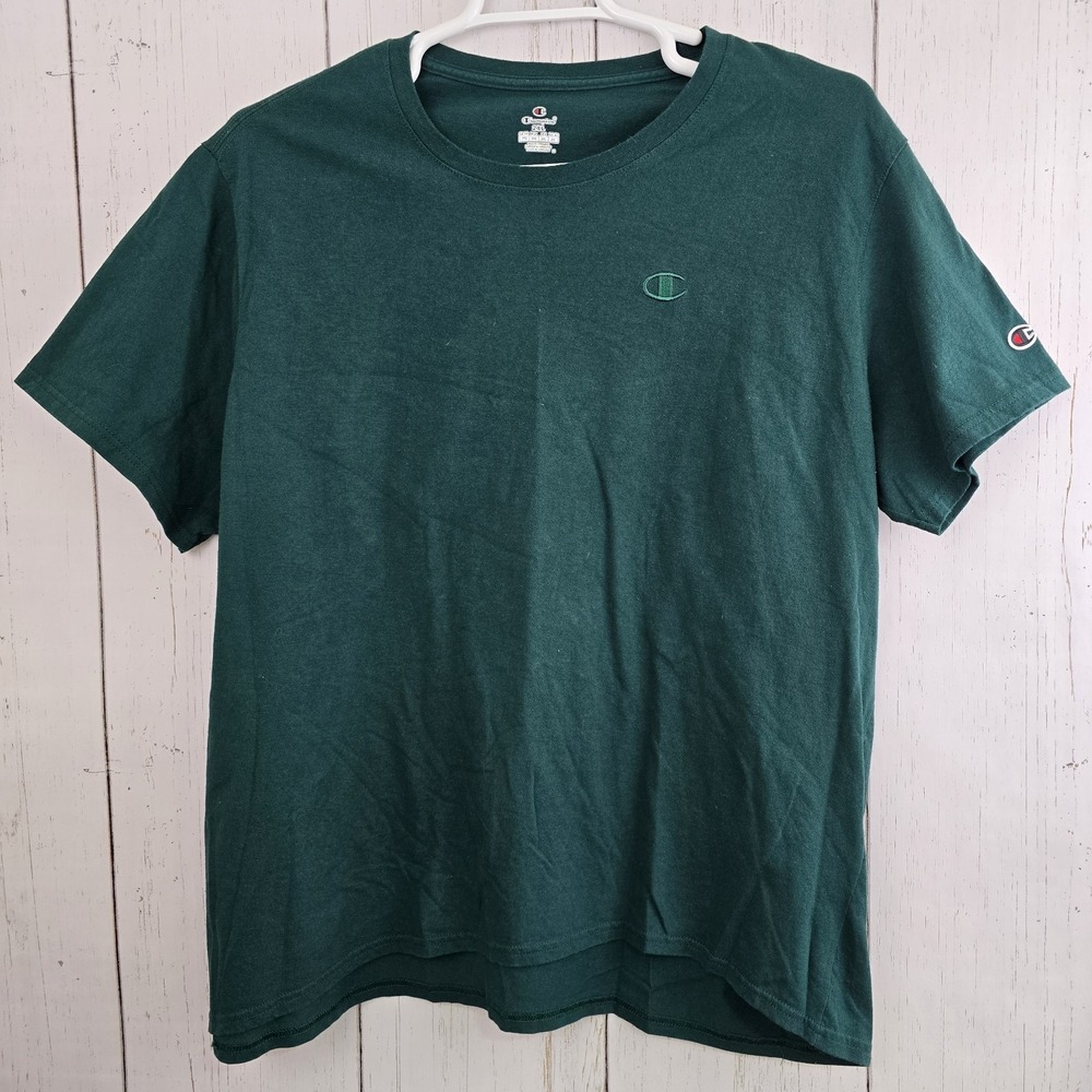 Champion Men's Sz 2XL‎ Cotton Jersey T-Shirt Dark Green Logo